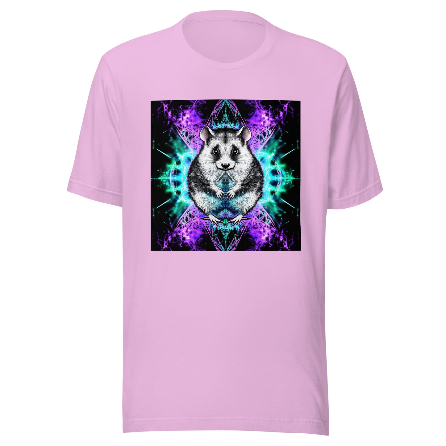 Purple Teal Opossum Fractal Reflection Festival Unisex Tee