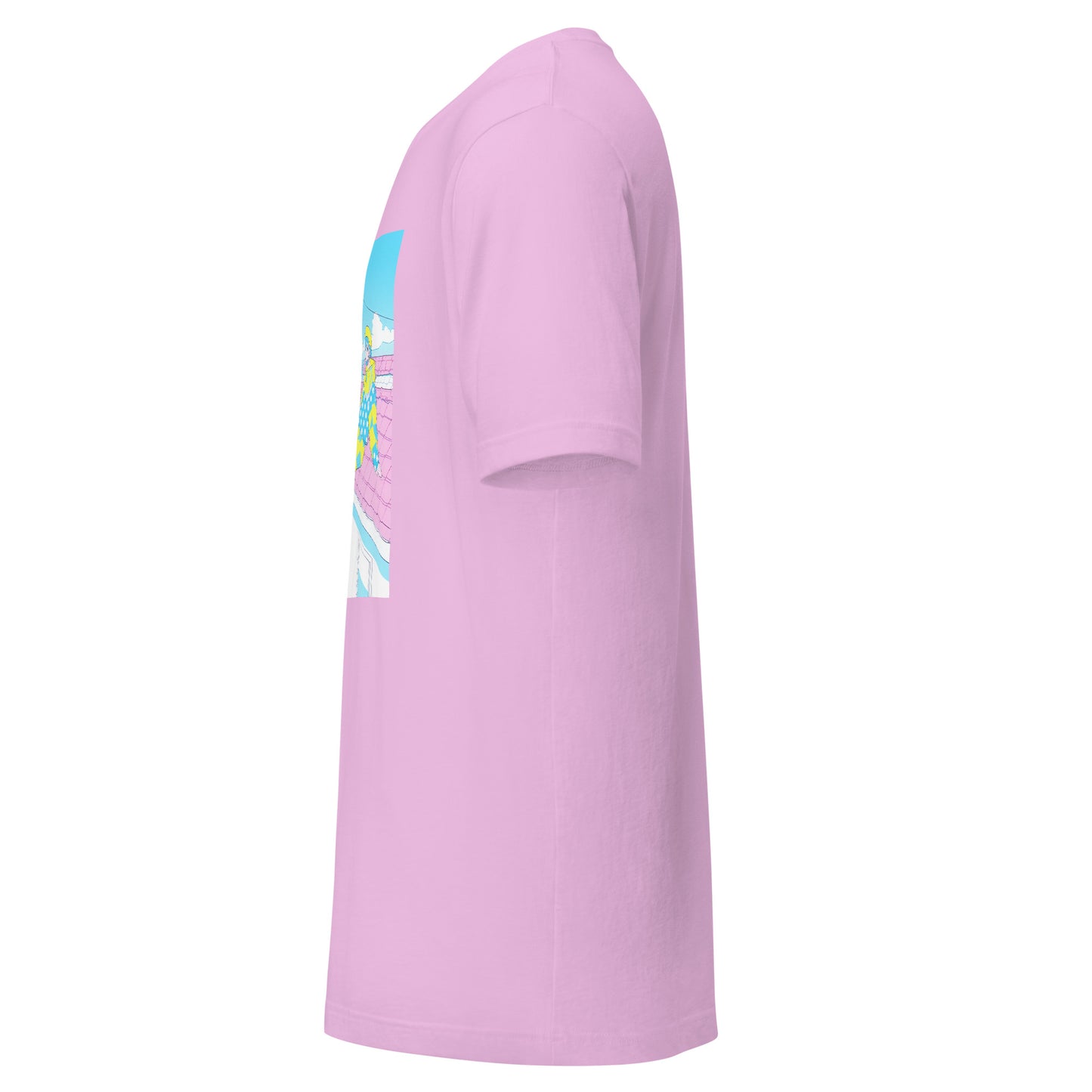 Pastel Anime Girl Roof Baby blue Yellow Parkor Unisex Tee