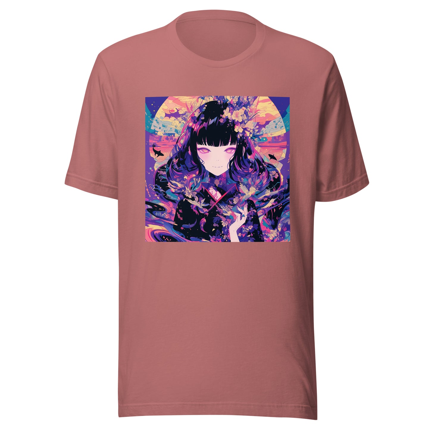 Purple Moon Sunset Fractal Yuko Witch Anime Unisex Tee