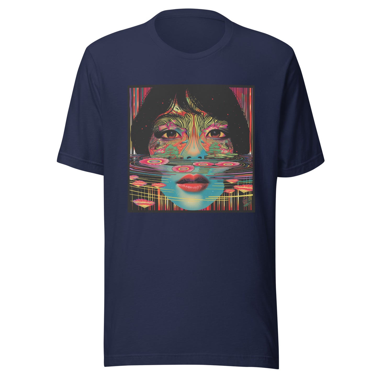 Psyche 60s Avant Water Reflection Face Drip Asian Anime Unisex Tee