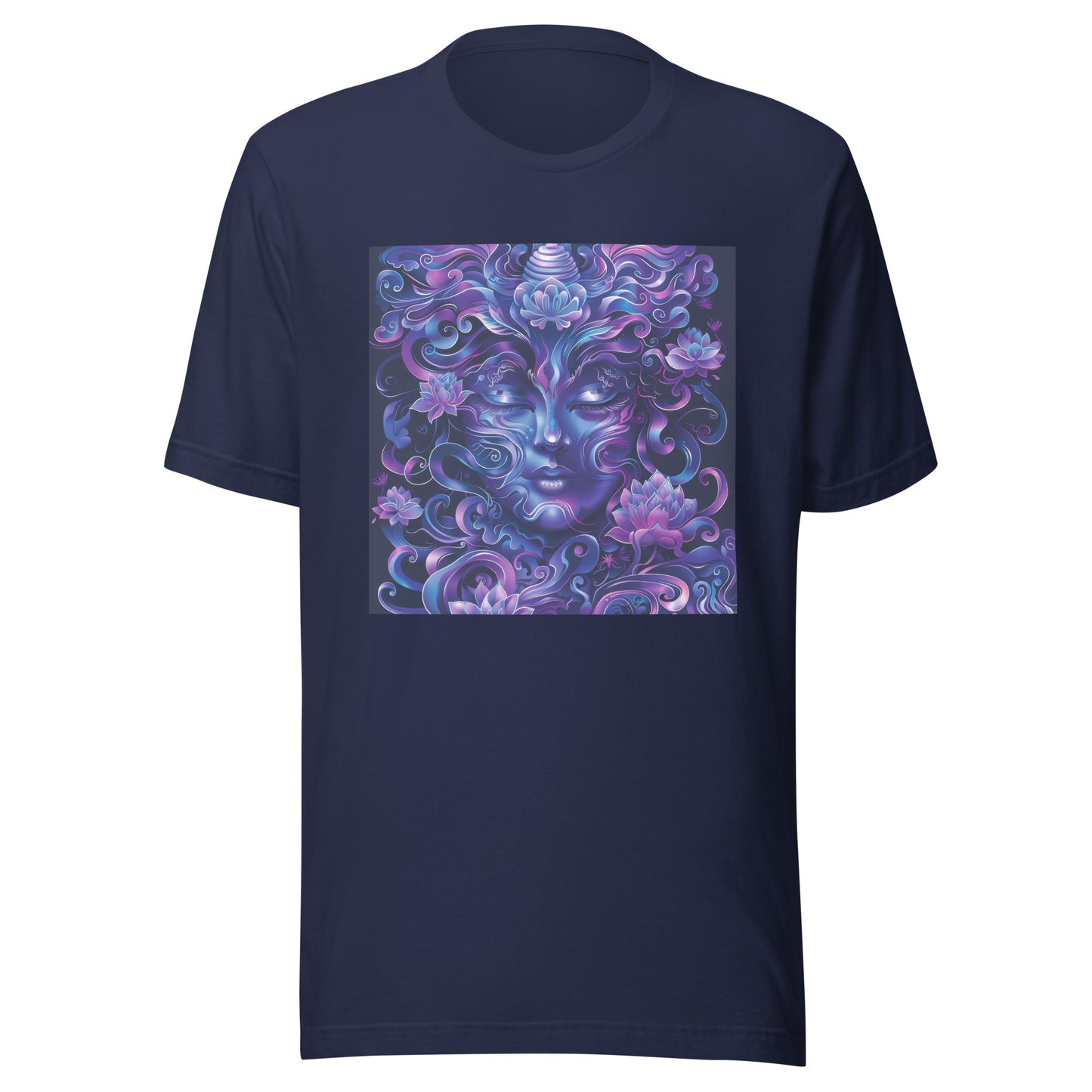 Purple Fractal Woods Wicca Face Fairy Shaman Woman Goddess Unisex Tee