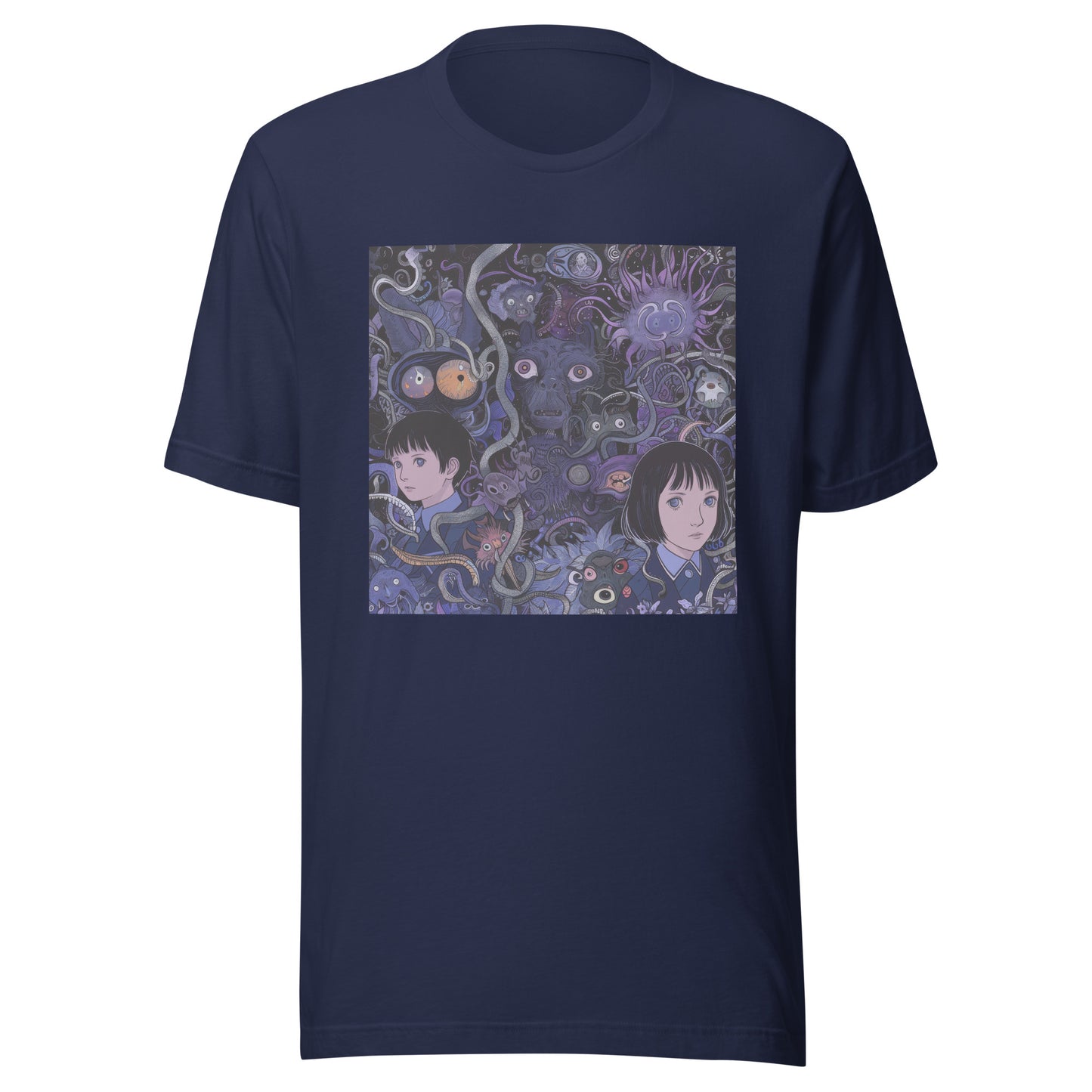 Purple Horror Anime Vine Creature Scene Unisex Tee