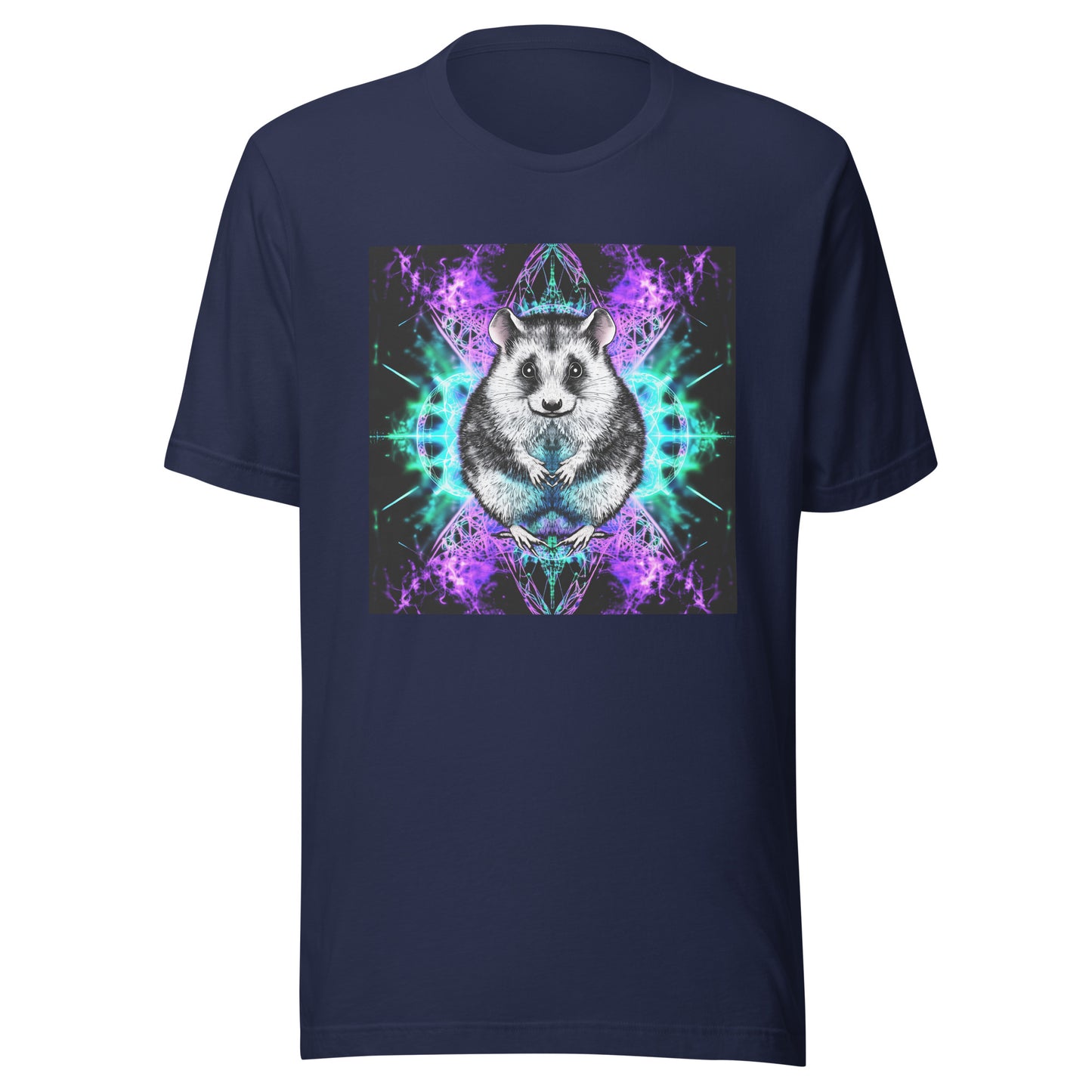 Purple Teal Opossum Fractal Reflection Festival Unisex Tee