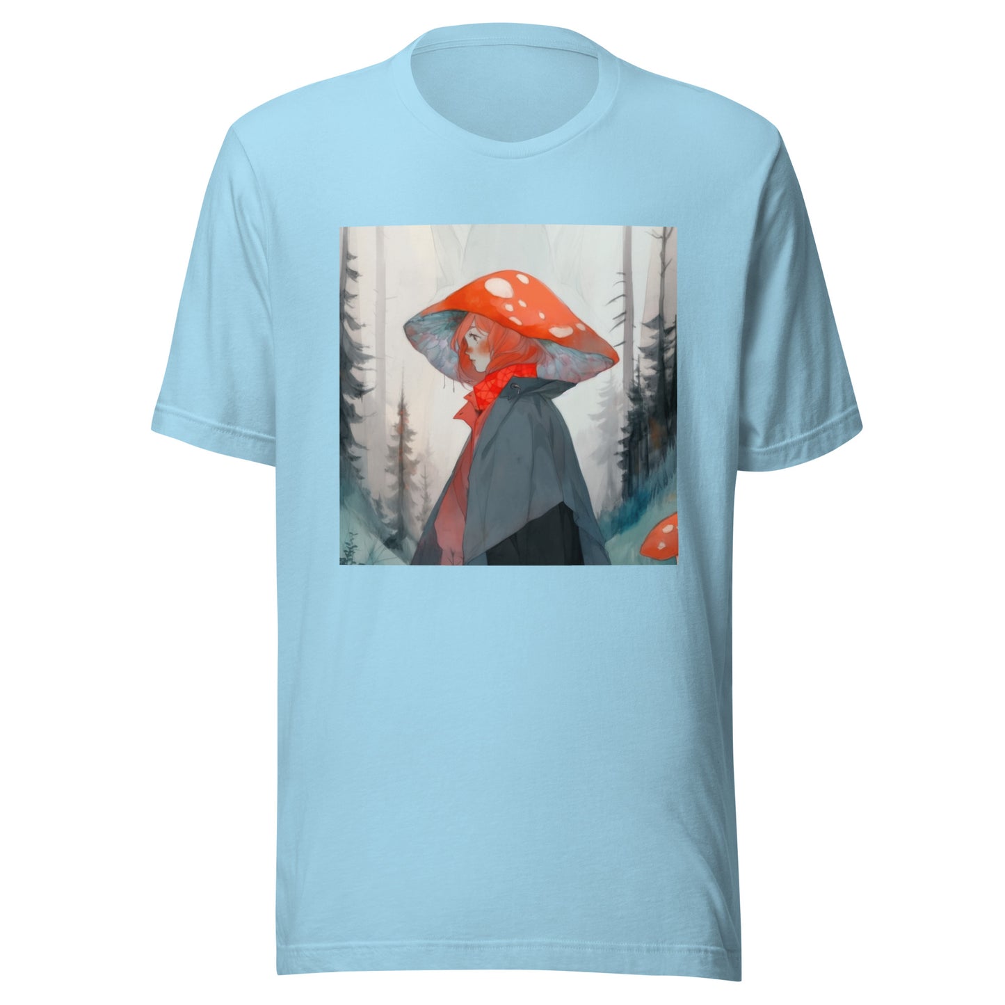 Shroom Misty Sky Trenchcoat Hat Lady Unisex Tee