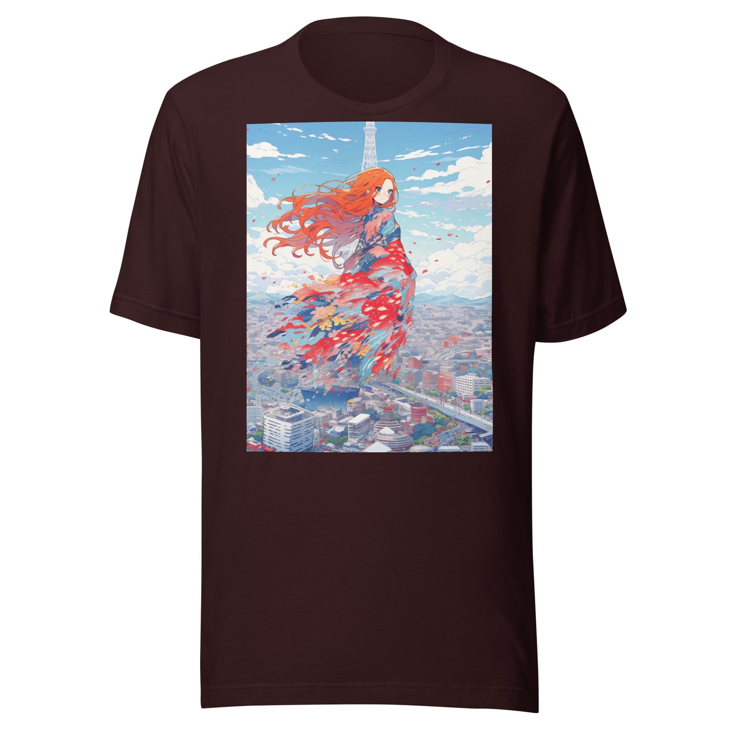 Petal City Anime blue Sky Orange Hair lady goddess