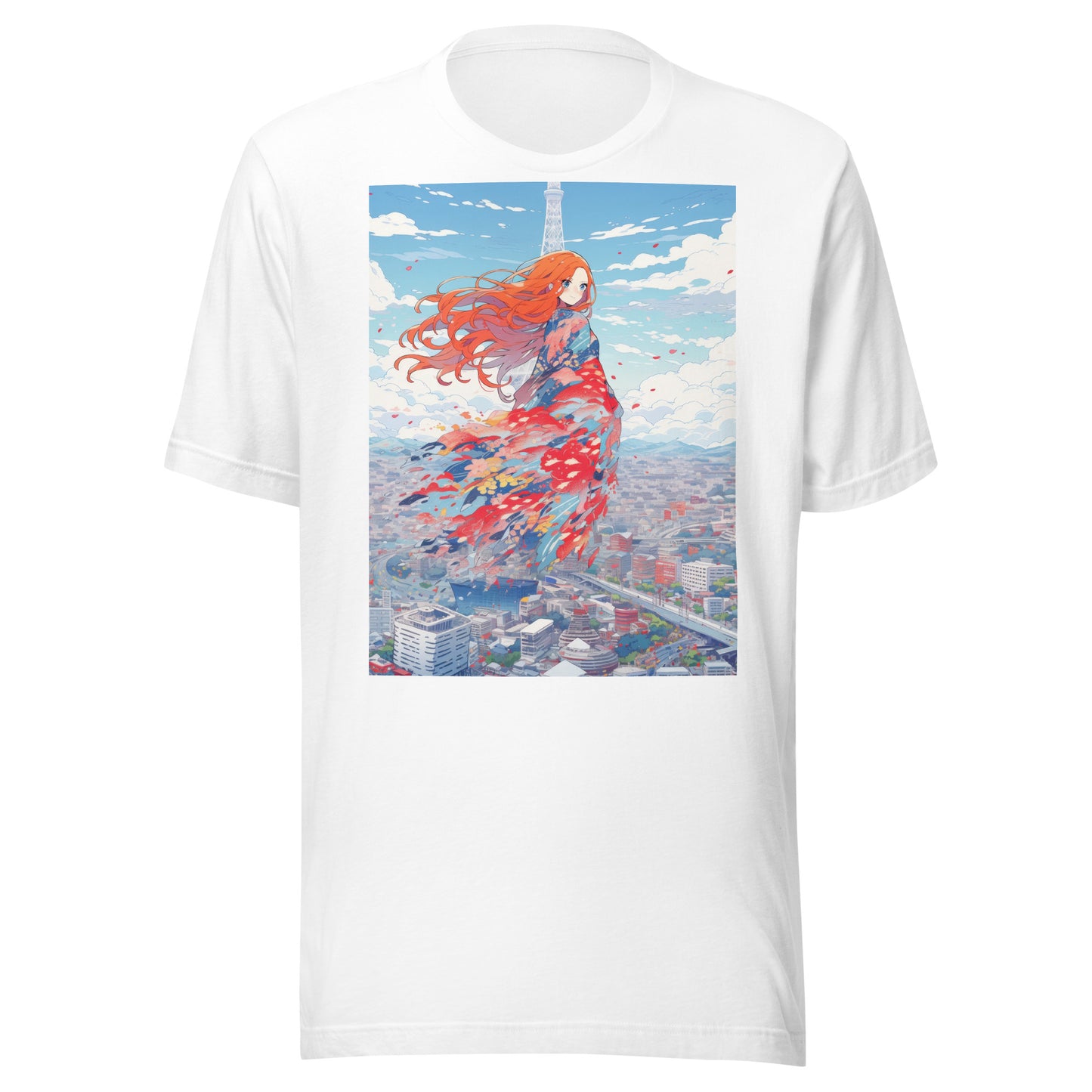Petal City Anime blue Sky Orange Hair lady goddess