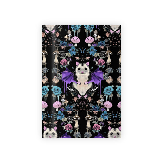 Opossum Bat Black Spotted Mushroom Cottagecore Goth Drip Woodland Foliage Gift Wrapping Paper Rolls, 1pc