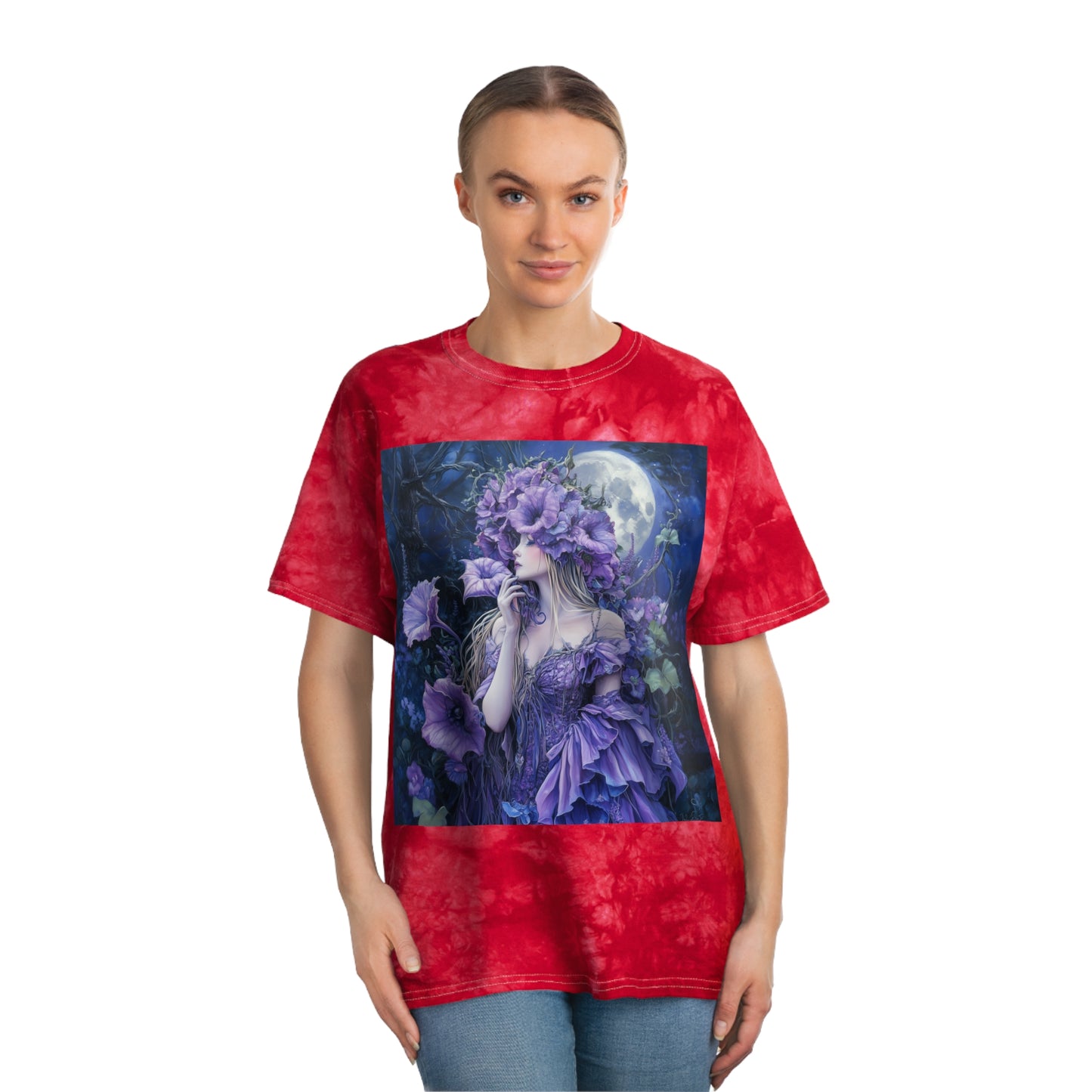 Lavender trumpet flower field fairy godess Tie-Dye Tee, Crystal