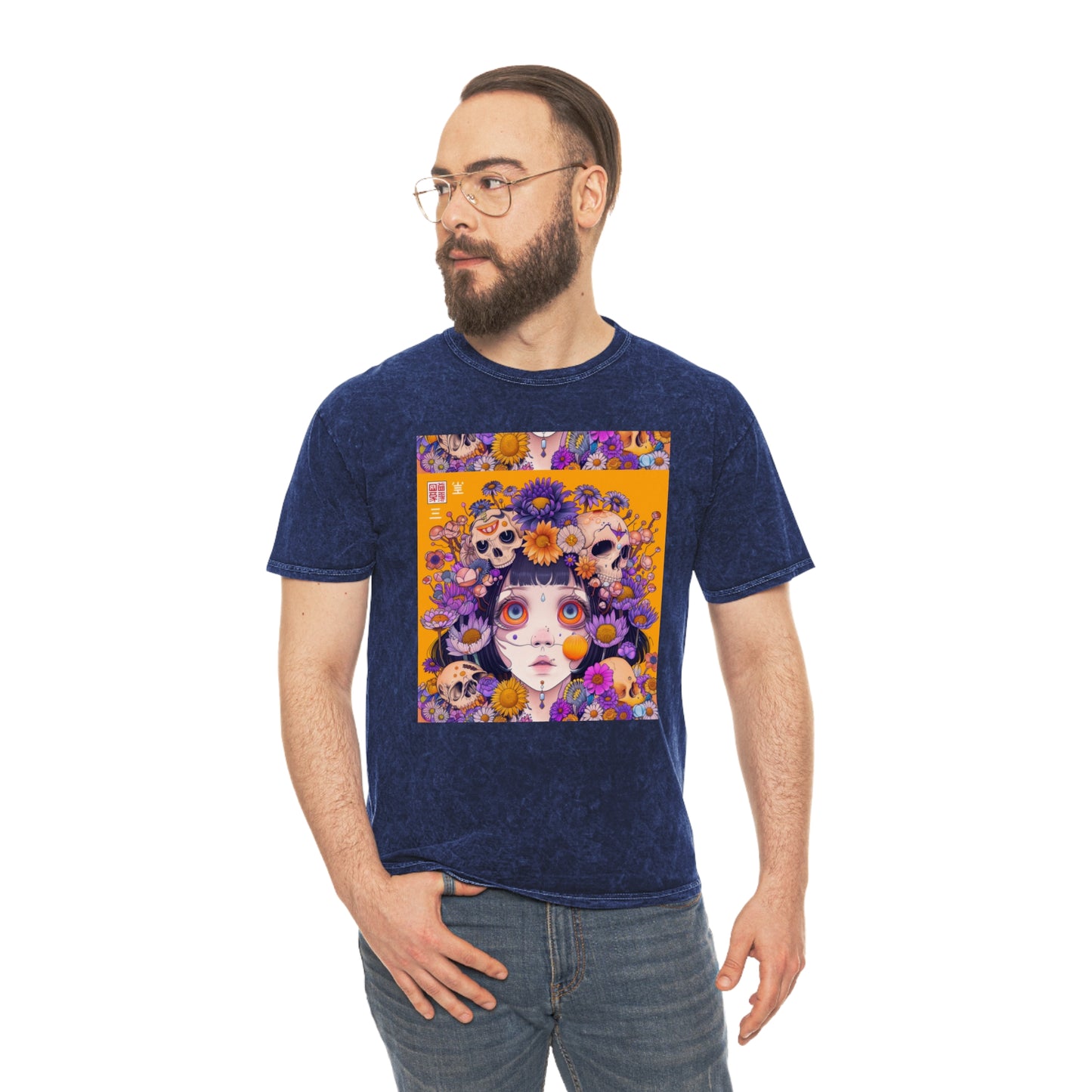 Sugar Skull floral headress boho godess Unisex Mineral Wash T-Shirt