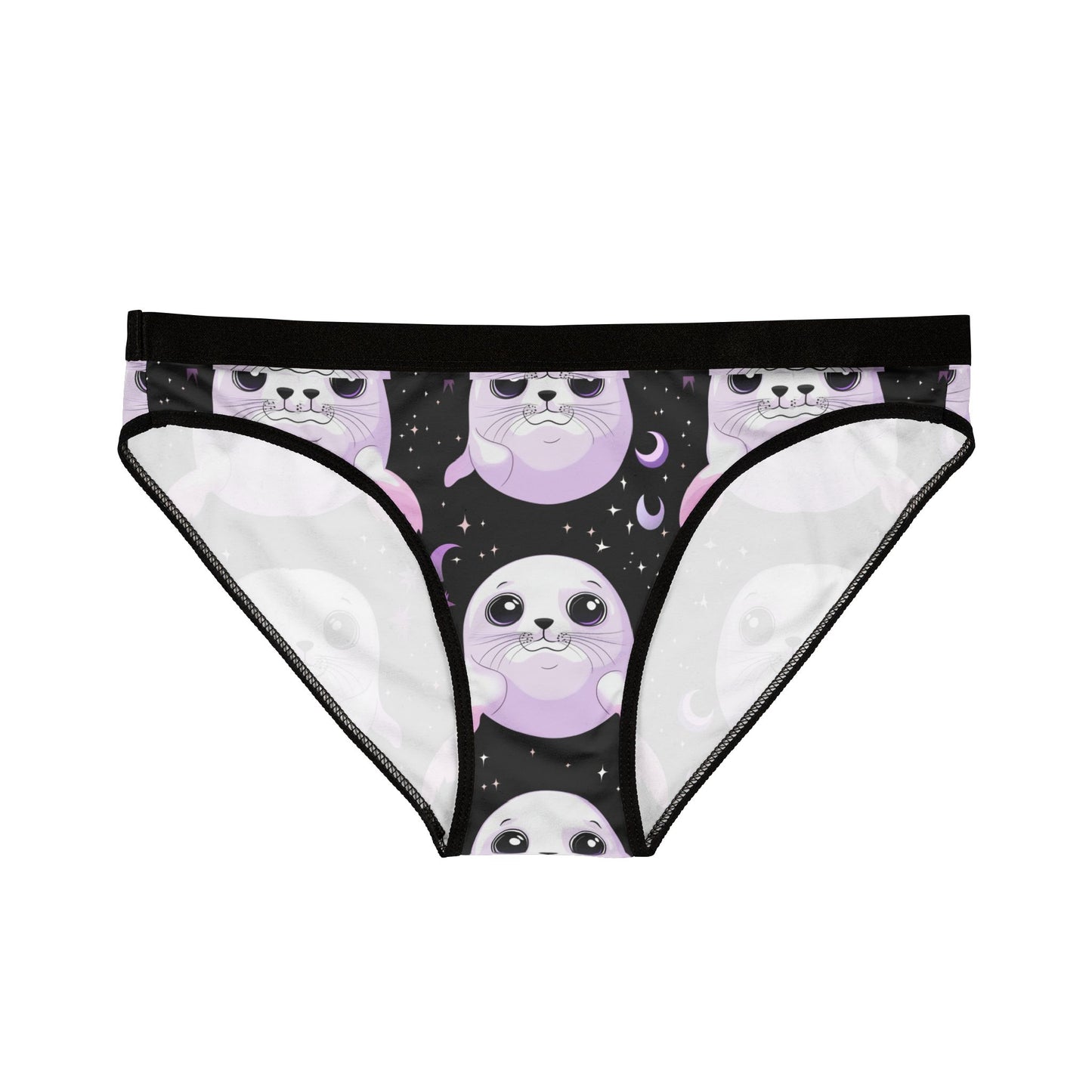 Chibi Harp Seal Pastel Goth Lavender Crescent Moon Star Panty Women's Underwear (AOP)