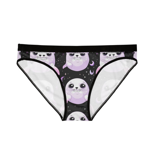 Chibi Harp Seal Pastel Goth Lavender Crescent Moon Star Panty Women's Underwear (AOP)