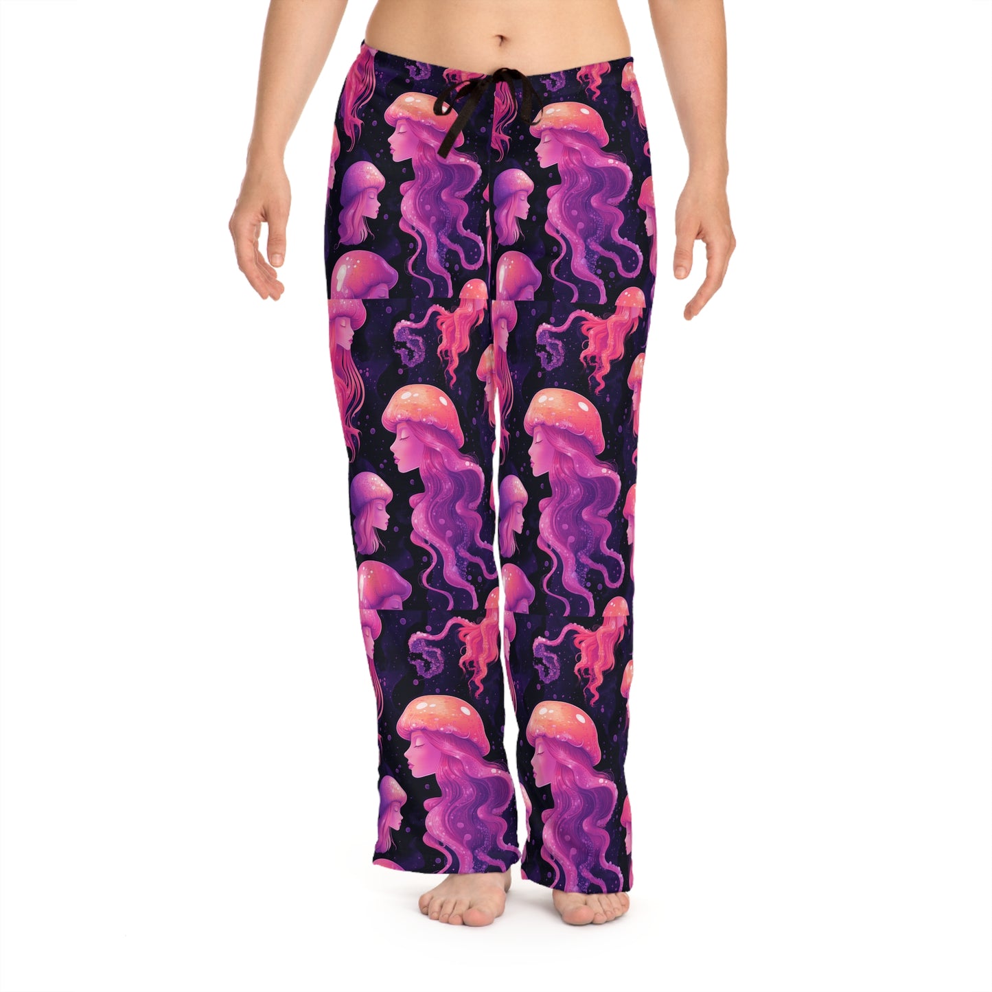 Jellyfish UV Pink Pastel Woman Flowing Hat 1 Women's Pajama Pants (AOP)