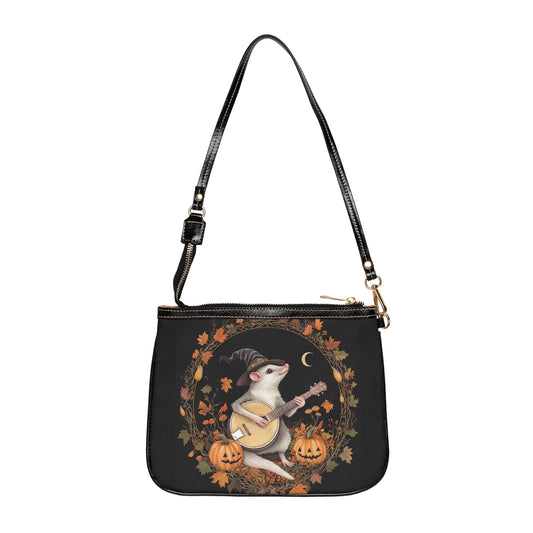 Opossum Banjo Fall Pumpkin Patch in Leaves CottageCor Foliage Crossbody Small Shoulder Bag Purse