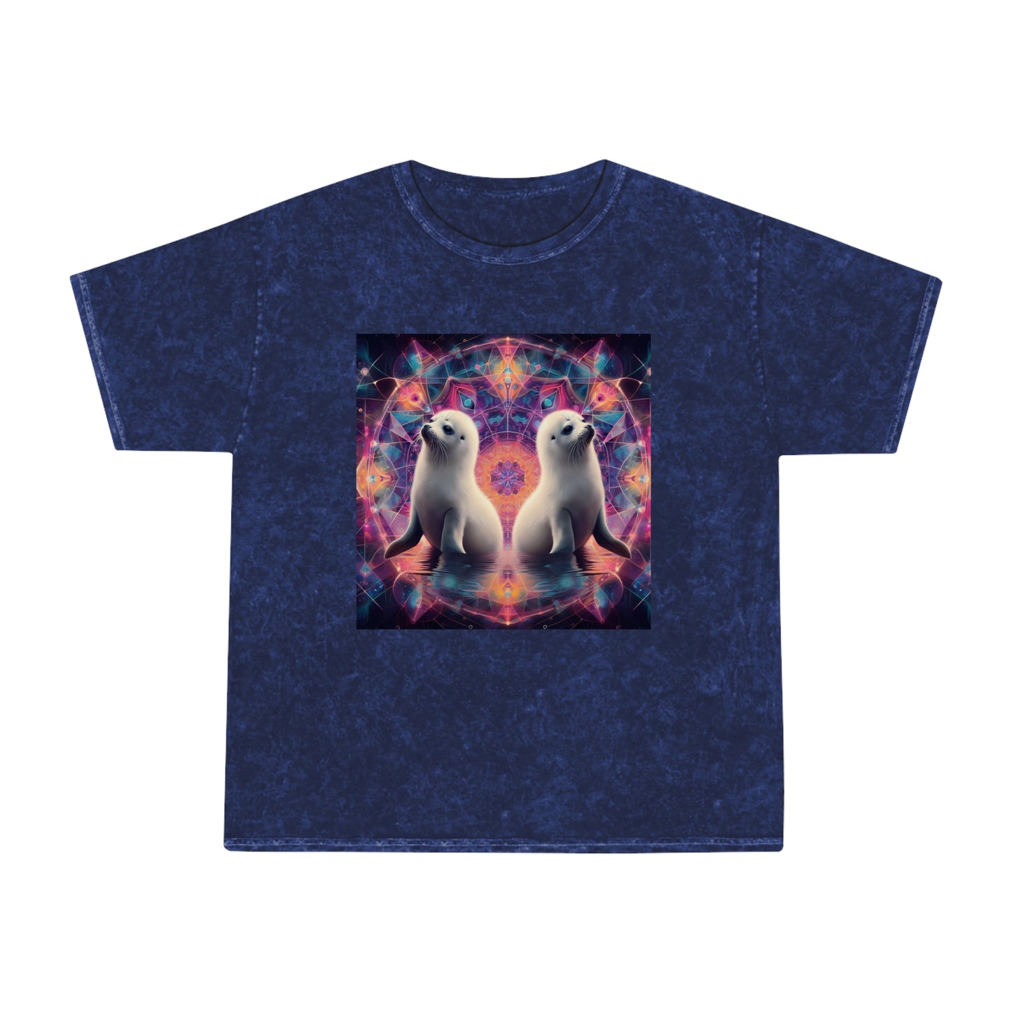 Dancing fractal geometry psy festival Harp Seals Unisex Mineral Wash T-Shirt