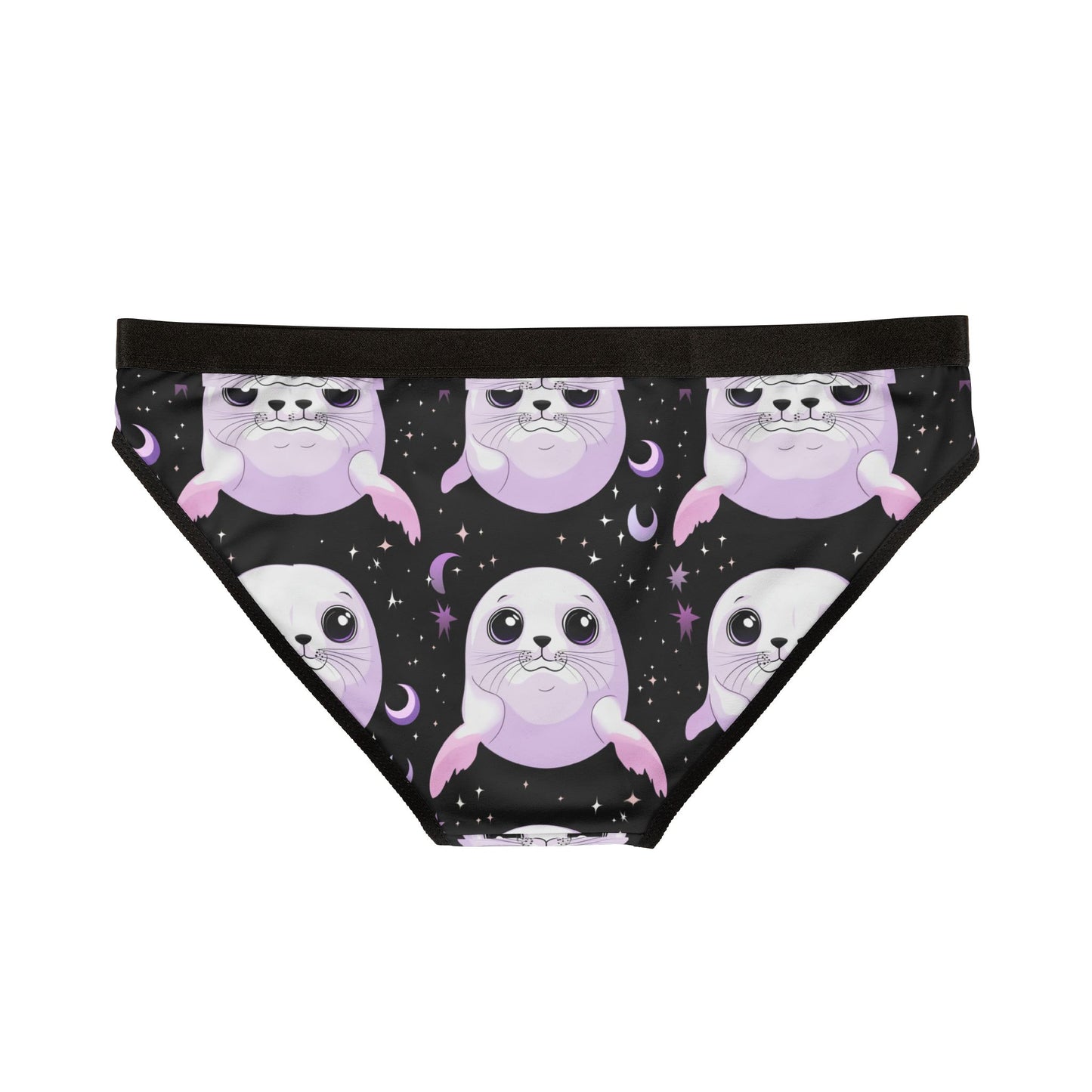 Chibi Harp Seal Pastel Goth Lavender Crescent Moon Star Panty Women's Underwear (AOP)