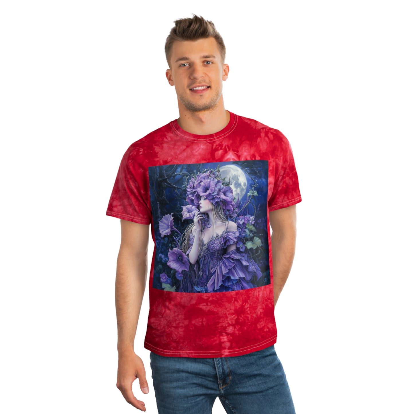Lavender trumpet flower field fairy godess Tie-Dye Tee, Crystal