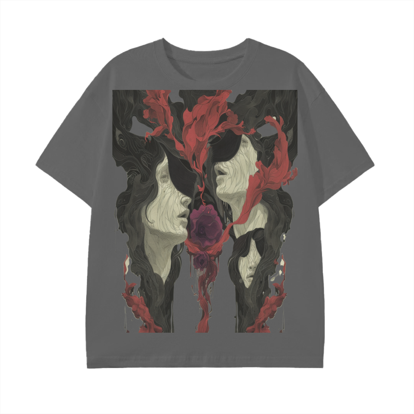 Smoke Drip Face Floral Avant Rock Album Coveresque Art Unisex Tee Unisex Classic T-Shirt -