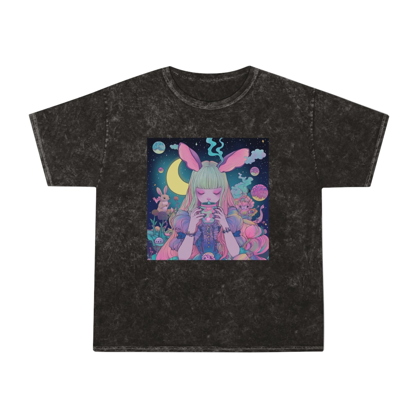 Alice has UV Boba Tea in psychedlia Wonderland Unisex Mineral Wash T-Shirt