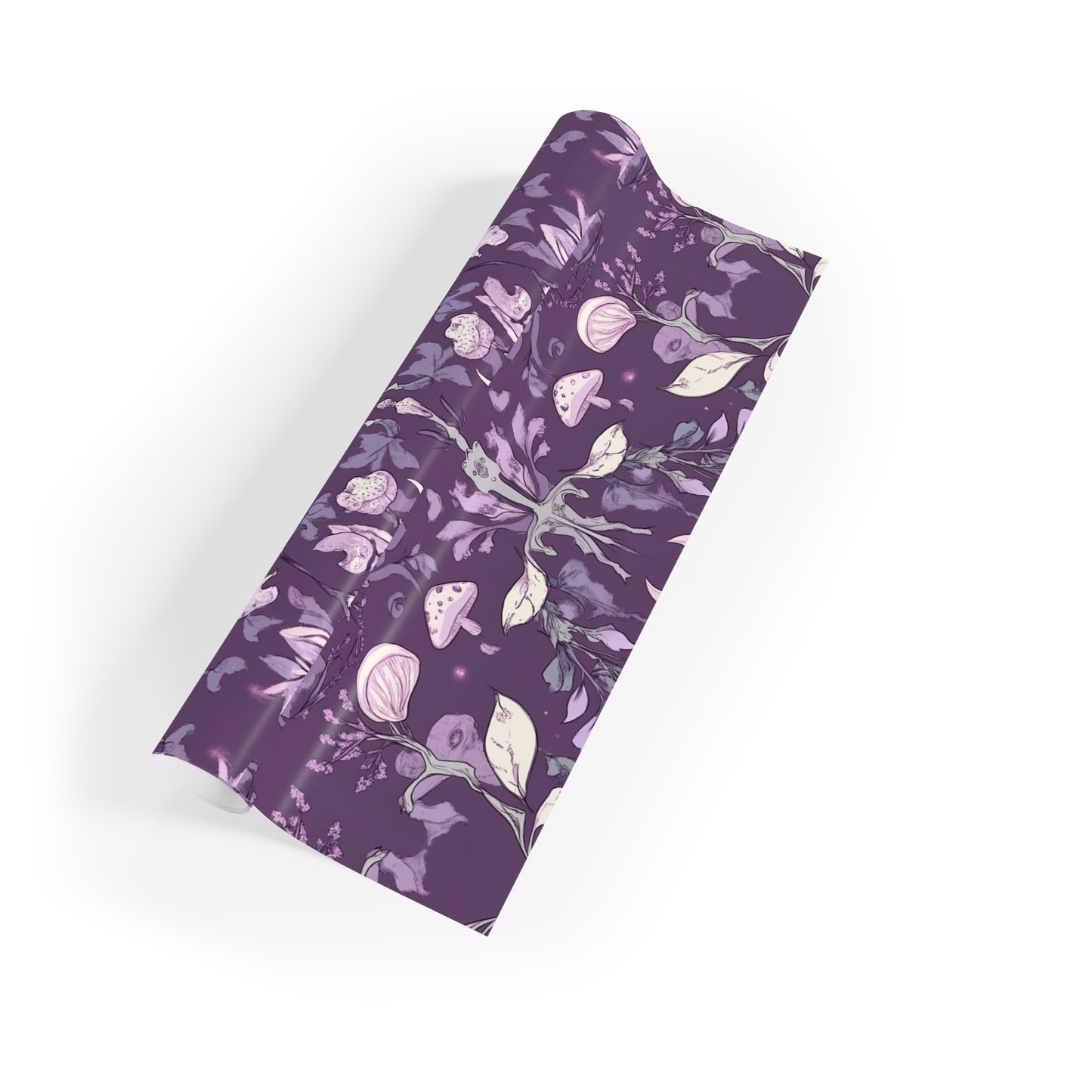 Purple Crescent Moon Leave Foliage Boho Gift Wrapping Paper Rolls, 1pc