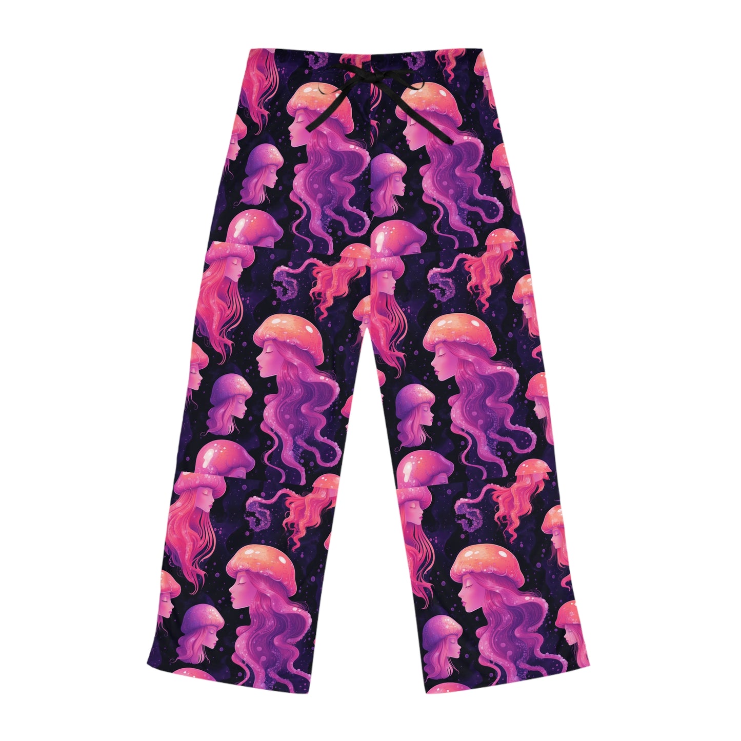 Jellyfish UV Pink Pastel Woman Flowing Hat 1 Women's Pajama Pants (AOP)