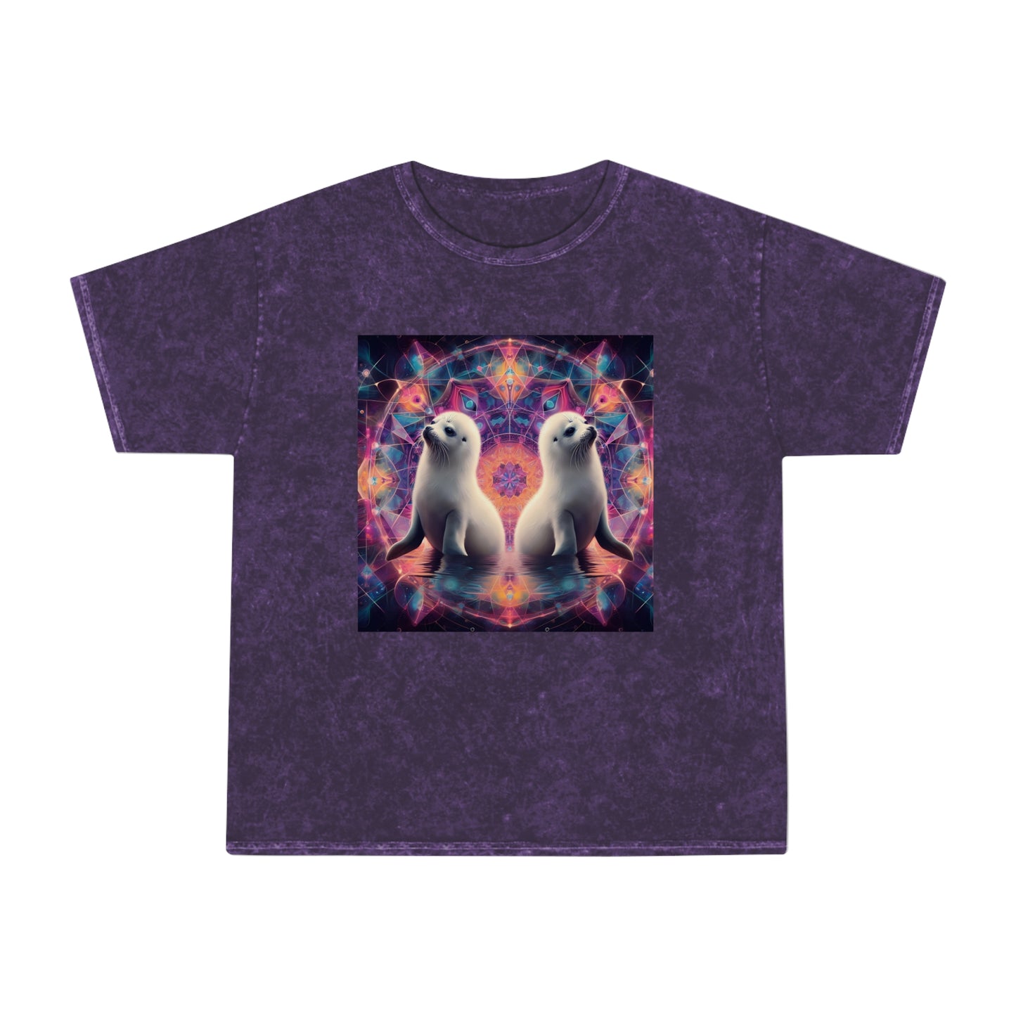 Dancing fractal geometry psy festival Harp Seals Unisex Mineral Wash T-Shirt