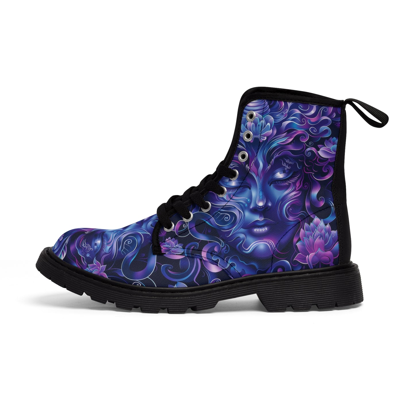 Purple Ultramarine Blue Shaman Woodland Enchanted Forest Deity Festival Boho Men's Canvas Boots