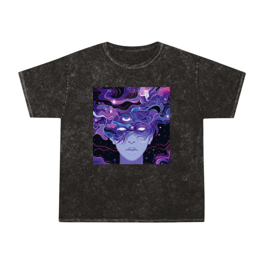 Purple Space Milky Way Galaxy Unisex Mineral Wash T-Shirt