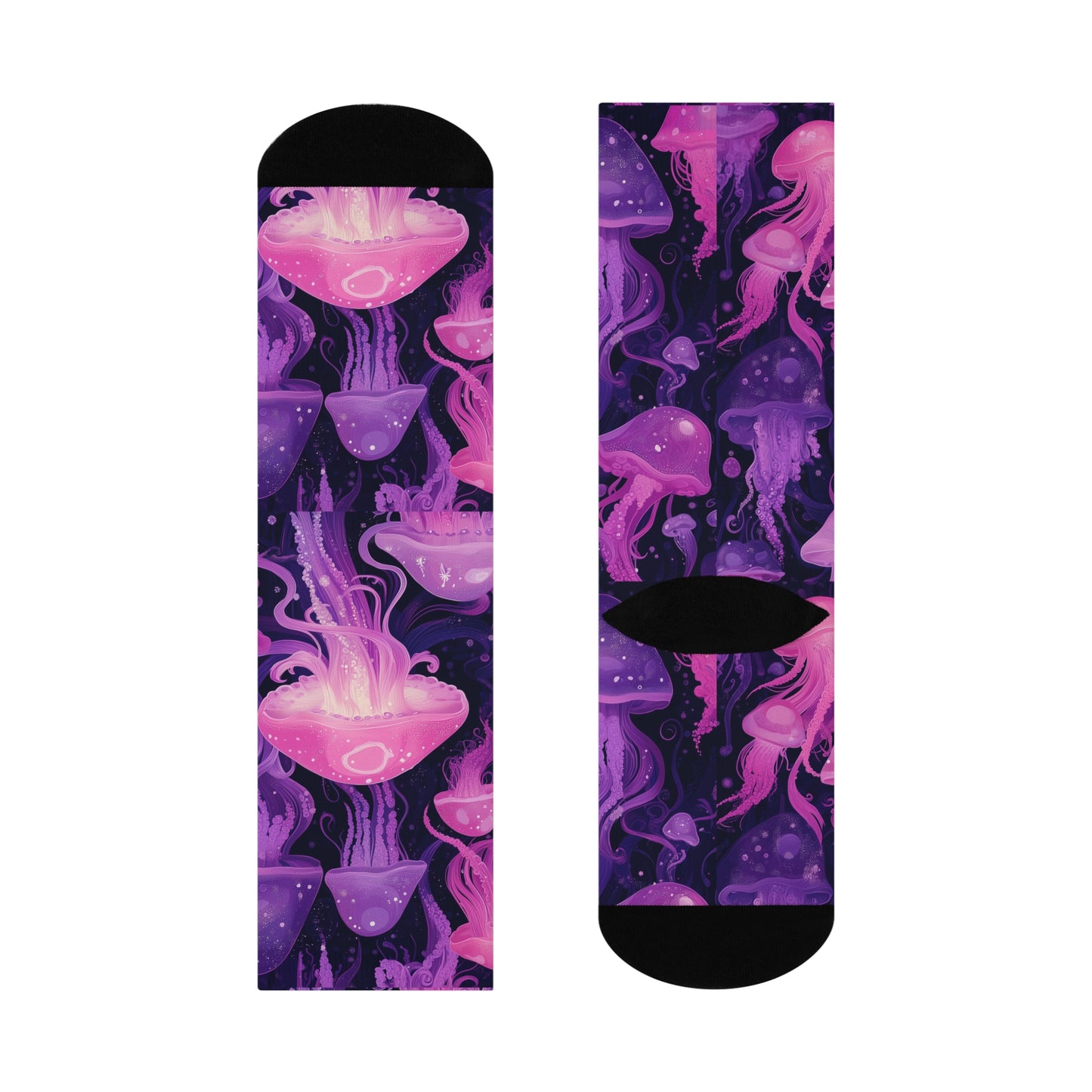 Purple Pink Pastel Lavender Jellyfish Float Drip Ocean Scene Cushioned Crew Socks