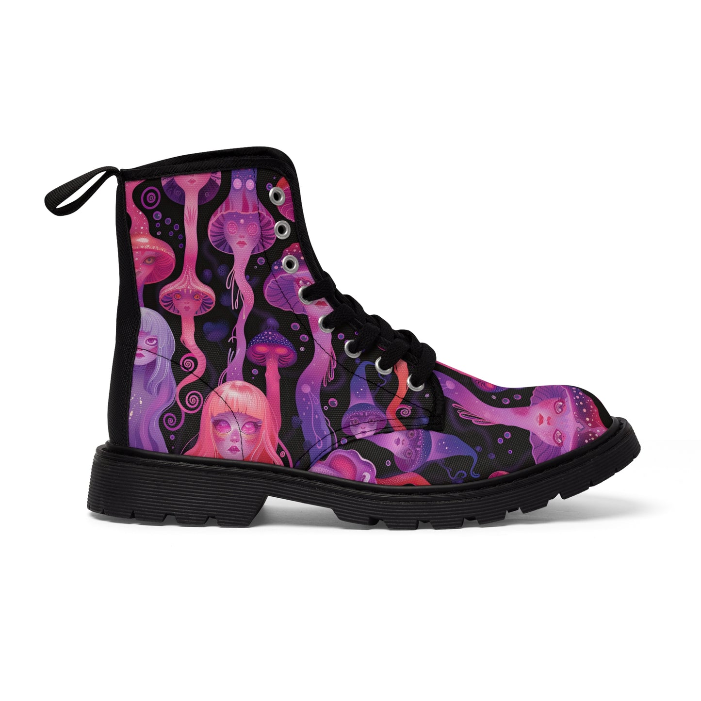 Jellyfish Pastel UV Laava Lamp Anime Lavender Pink Purple Lilac Psychedelic Festival Wear Goddess Spirit Pastel GothCore Men's Canvas Boots