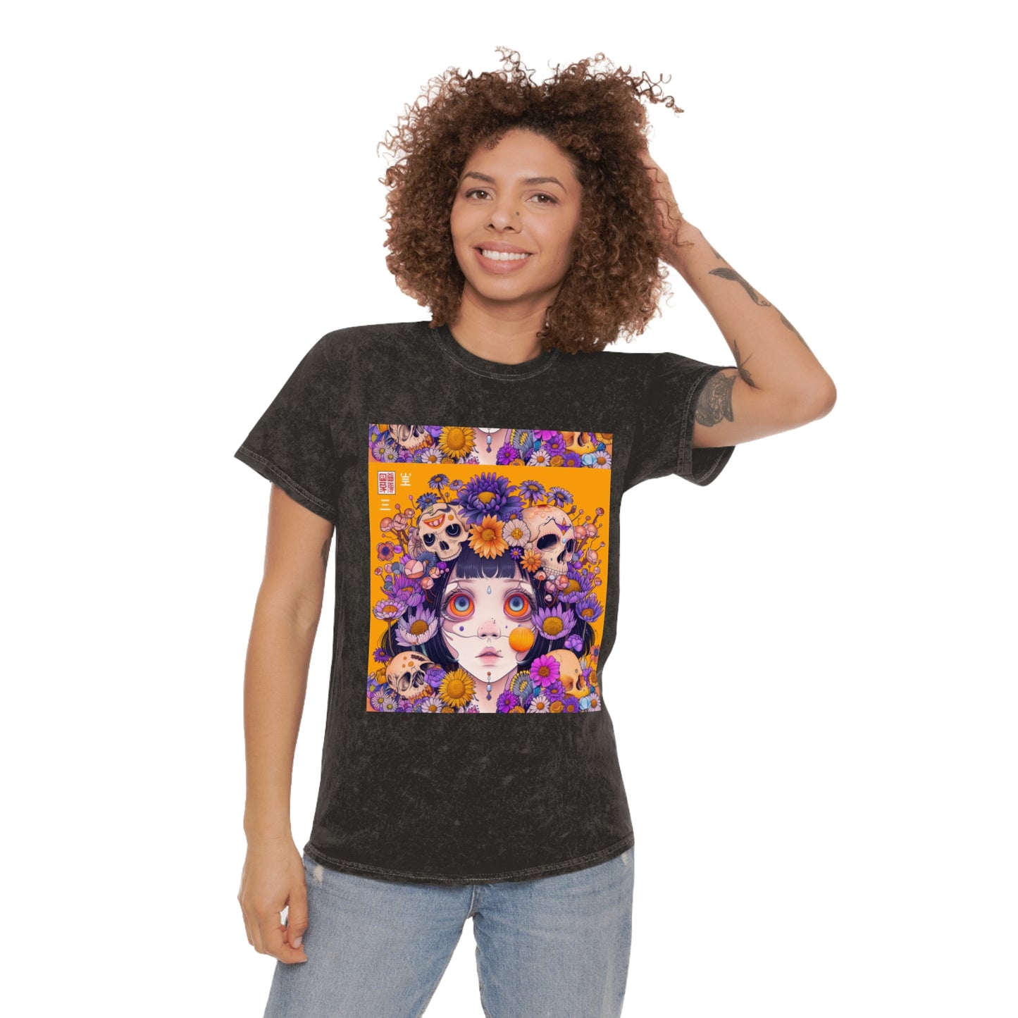 Sugar Skull floral headress boho godess Unisex Mineral Wash T-Shirt