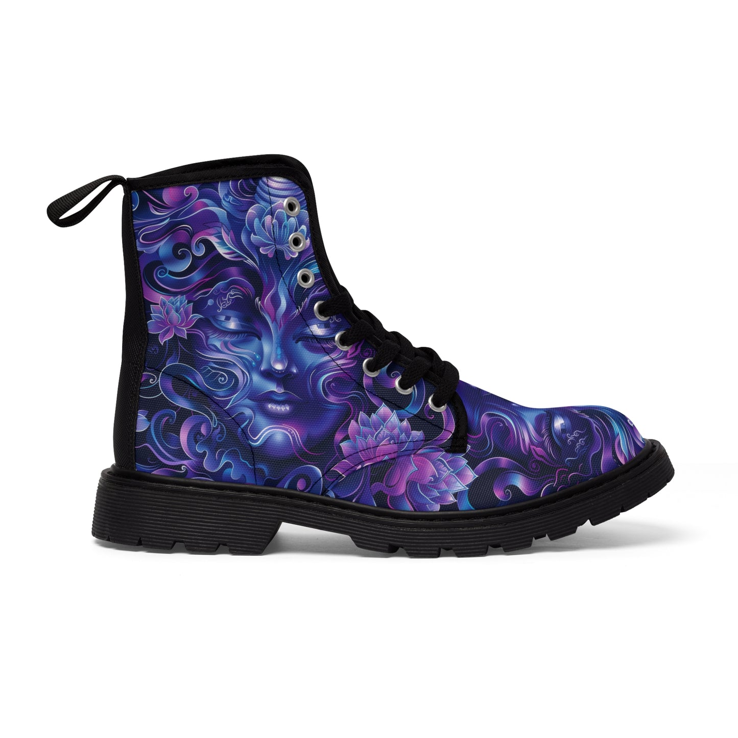 Purple Ultramarine Blue Shaman Woodland Enchanted Forest Deity Festival Boho Men's Canvas Boots
