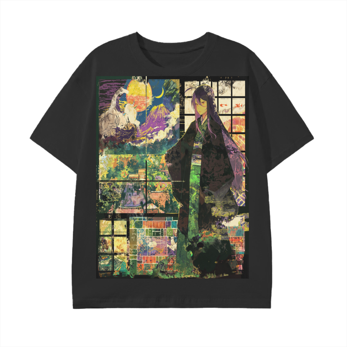 Stain Glass Kimono Anime Man Abstract Psychedelic Unisex Tee Unisex Classic T-Shirt - 180 GSM