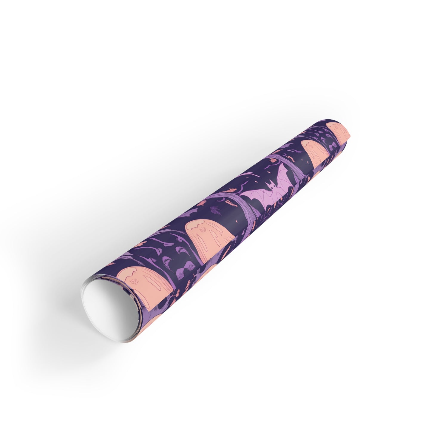 Purple Bat Art Nouveau Pastel Shroom Leaves Fall Boho Witchcore Pagan Gift Wrapping Paper Rolls, 1pc