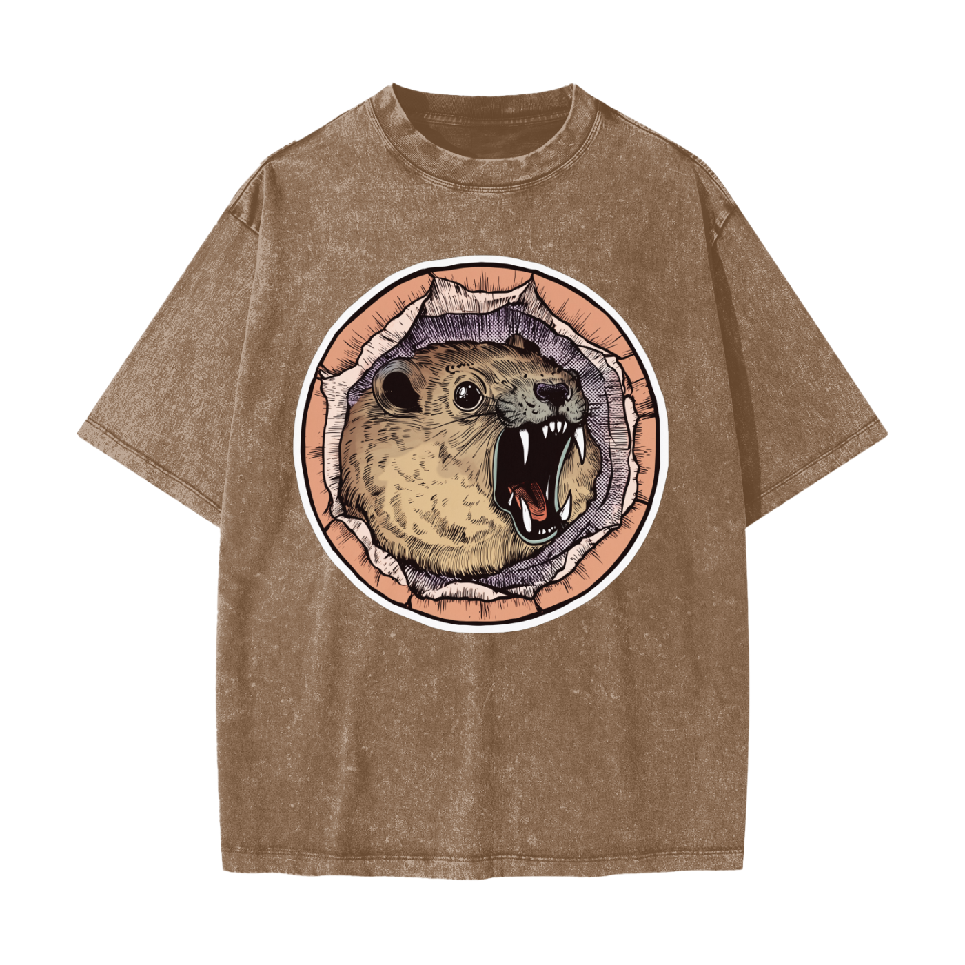 Hyrax AWAWA Rage Feral Scream Grunge Punk Festival Acid Washed T-Shirt
