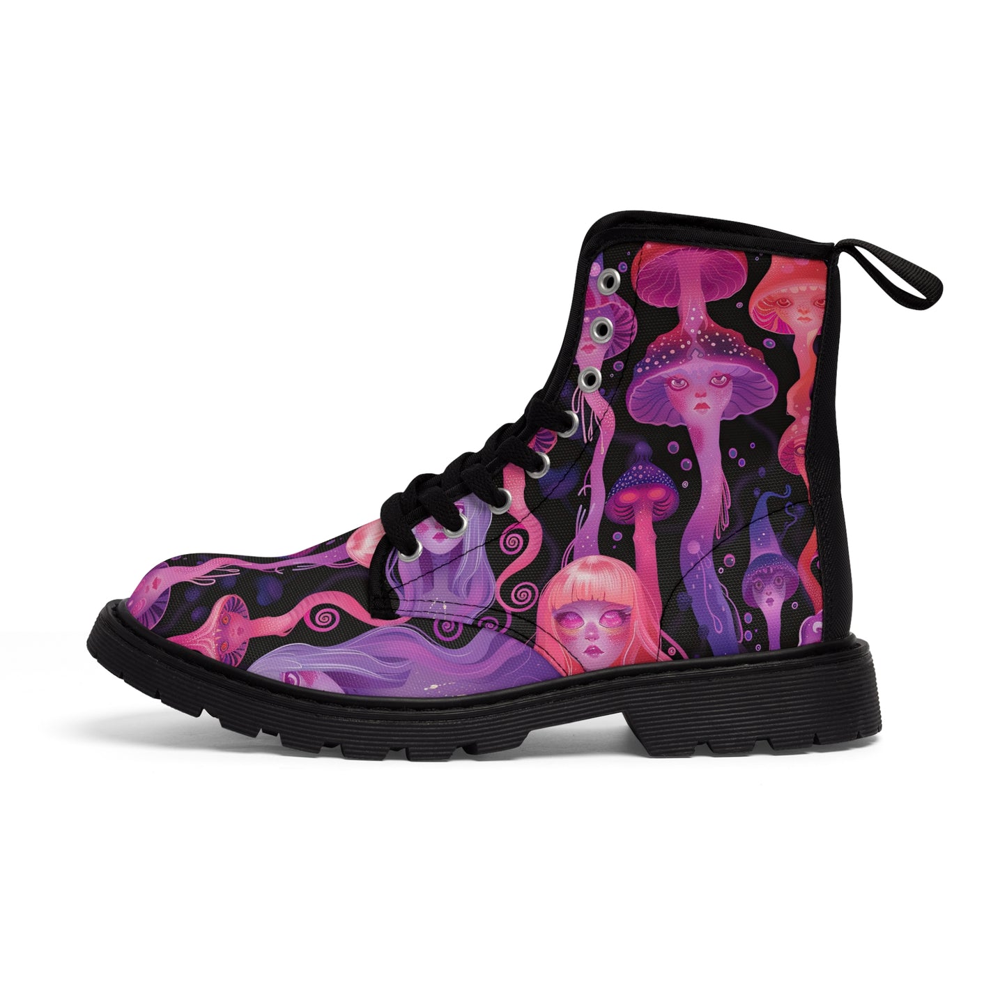 Jellyfish Pastel UV Laava Lamp Anime Lavender Pink Purple Lilac Psychedelic Festival Wear Goddess Spirit Pastel GothCore Men's Canvas Boots