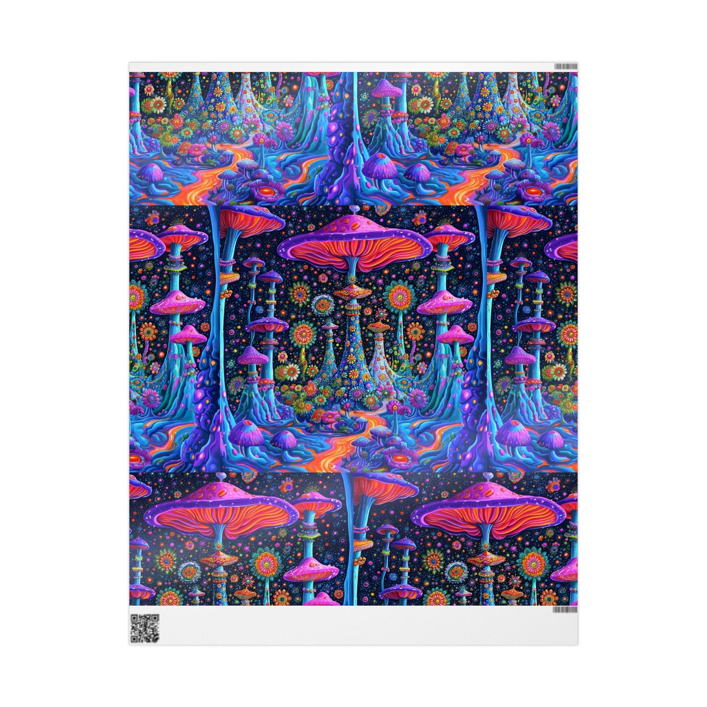 UV Lighted Psychedelia Shroom Tree Orb Forest City Scene Wrapping Papers