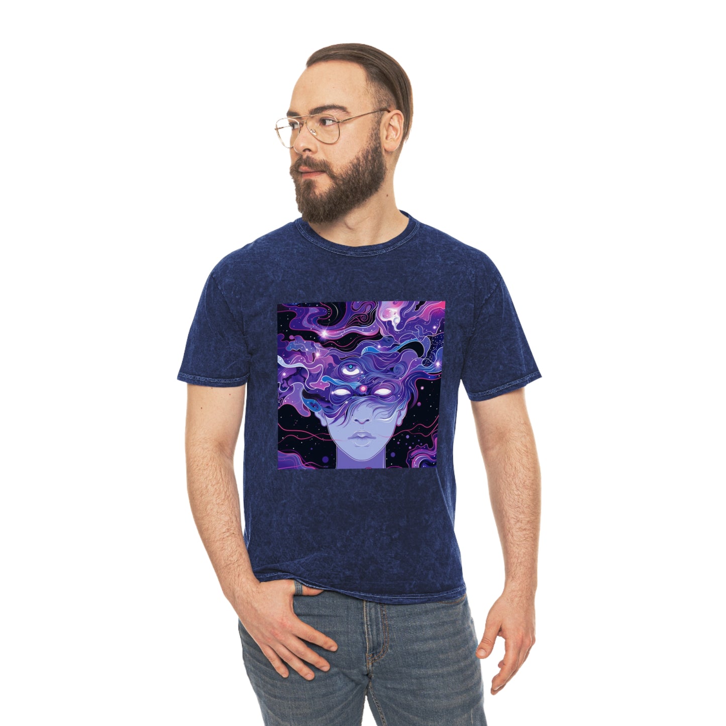 Purple Space Milky Way Galaxy Unisex Mineral Wash T-Shirt