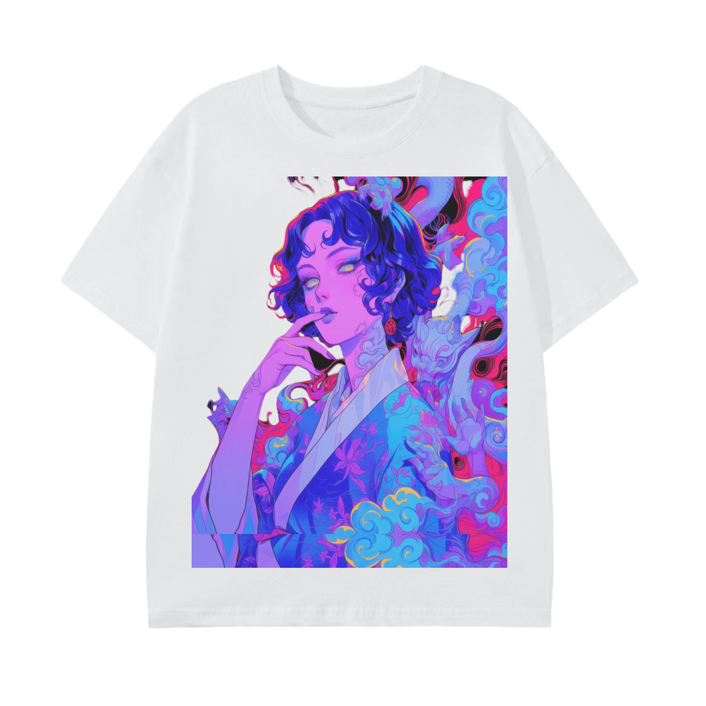 Red Purple Laava Neon Uv Kibuki Kabuki anime Lady Goddess Smoke Unisex Graphic Tee  Classic T-Shirt