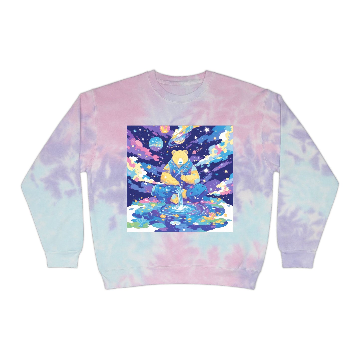 Psychedelic Bear Grateful Pond Drip Unisex Tie-Dye Sweatshirt