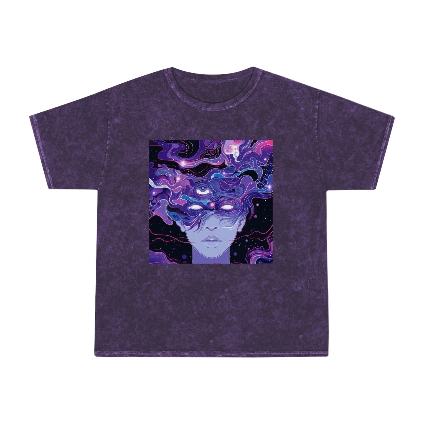 Purple Space Milky Way Galaxy Unisex Mineral Wash T-Shirt