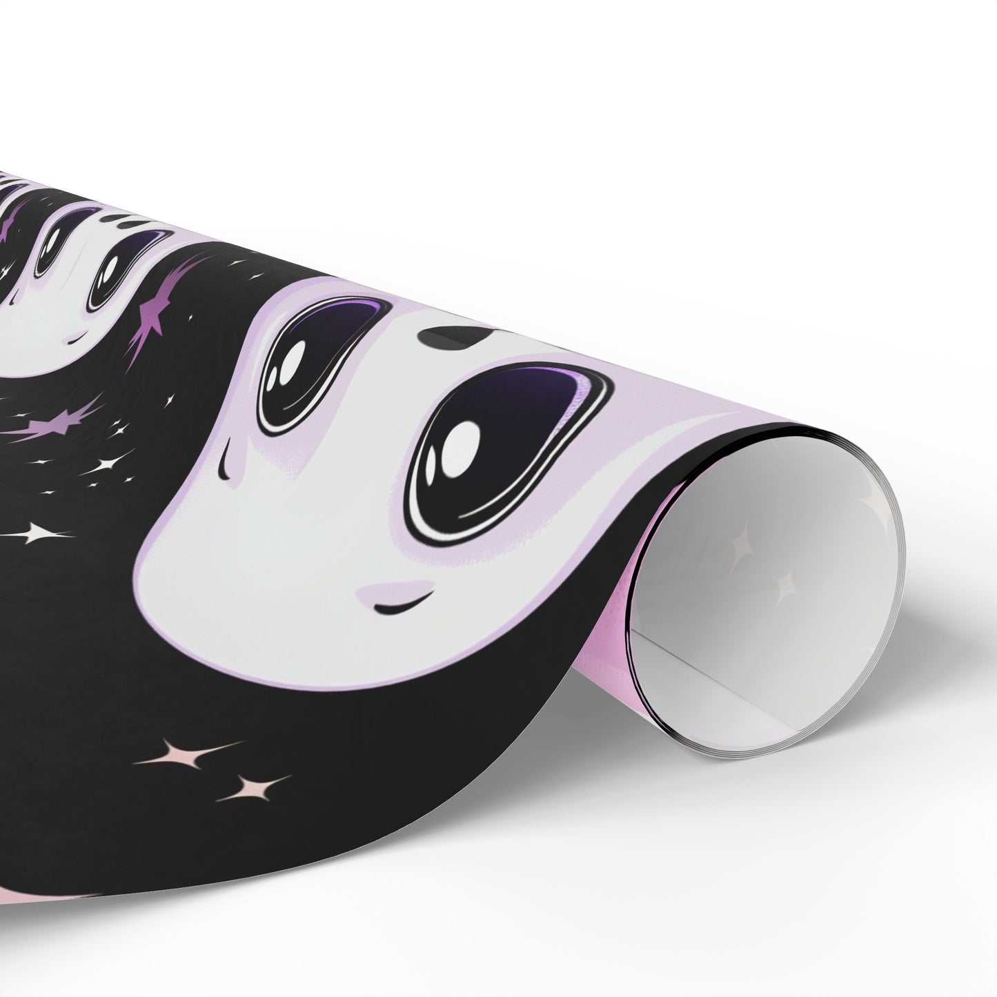 Baby Harp Seal Crescent Moon Pastel Lilac Lavender Black Wrapping Papers