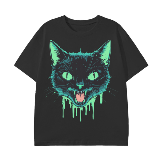 Black Cat Neon Lime Green Goo Punk Grunge Festival Unisex Classic T-Shirt -