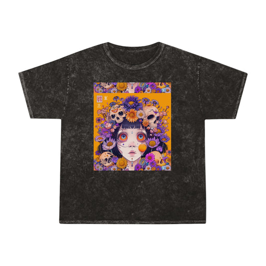 Sugar Skull floral headress boho godess Unisex Mineral Wash T-Shirt