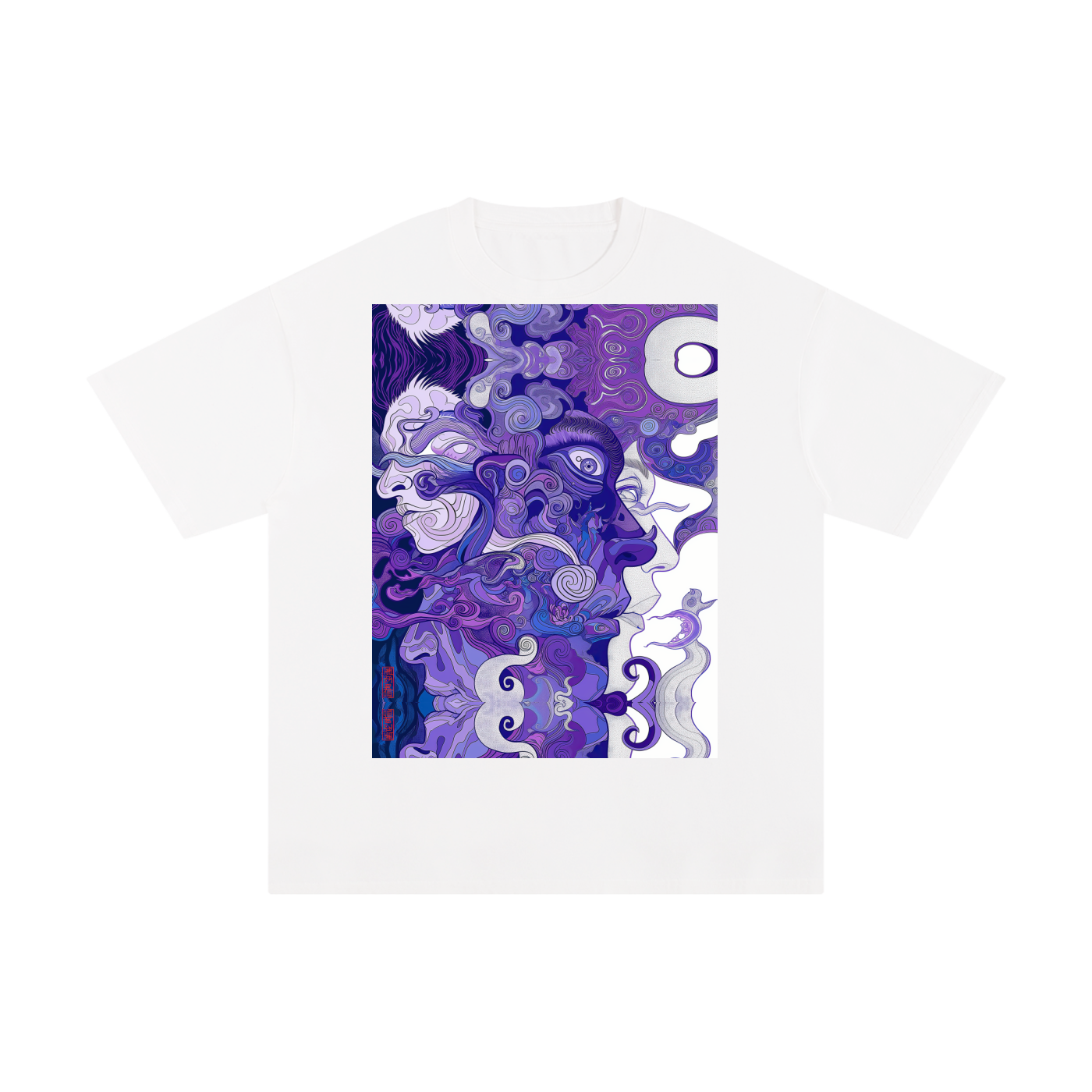 Purple Wave Profile Avant Faces Smoke Swirl Unisex Tee Unisex Vintage Wash Distressed T-ShirtUnisex Pure Cotton T-Shirt