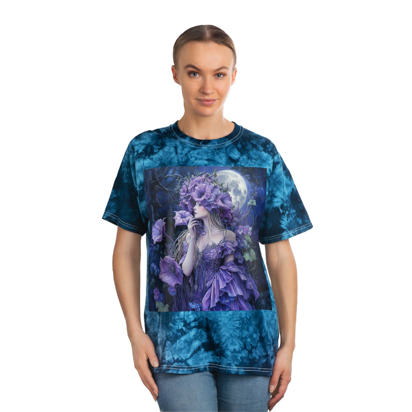 Lavender trumpet flower field fairy godess Tie-Dye Tee, Crystal
