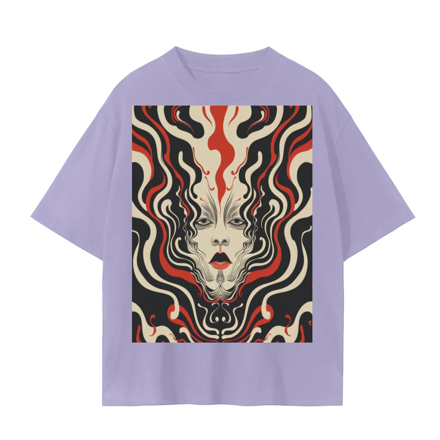 Psyche  Wave Art Nouveau Abstract Ilusion Mirror Mirage Face Unisex graphic abstract Tee Unisex Seamless T-ShirtUnisex Seamless T-Shirt