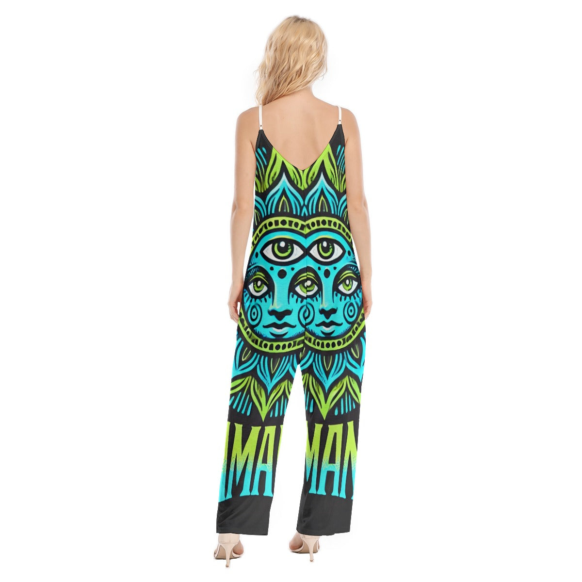 Shamanink Threads Logo Harem Festival Psy Edm Jumpsuit All-Over Print Women's Loose Cami Jumpsuit