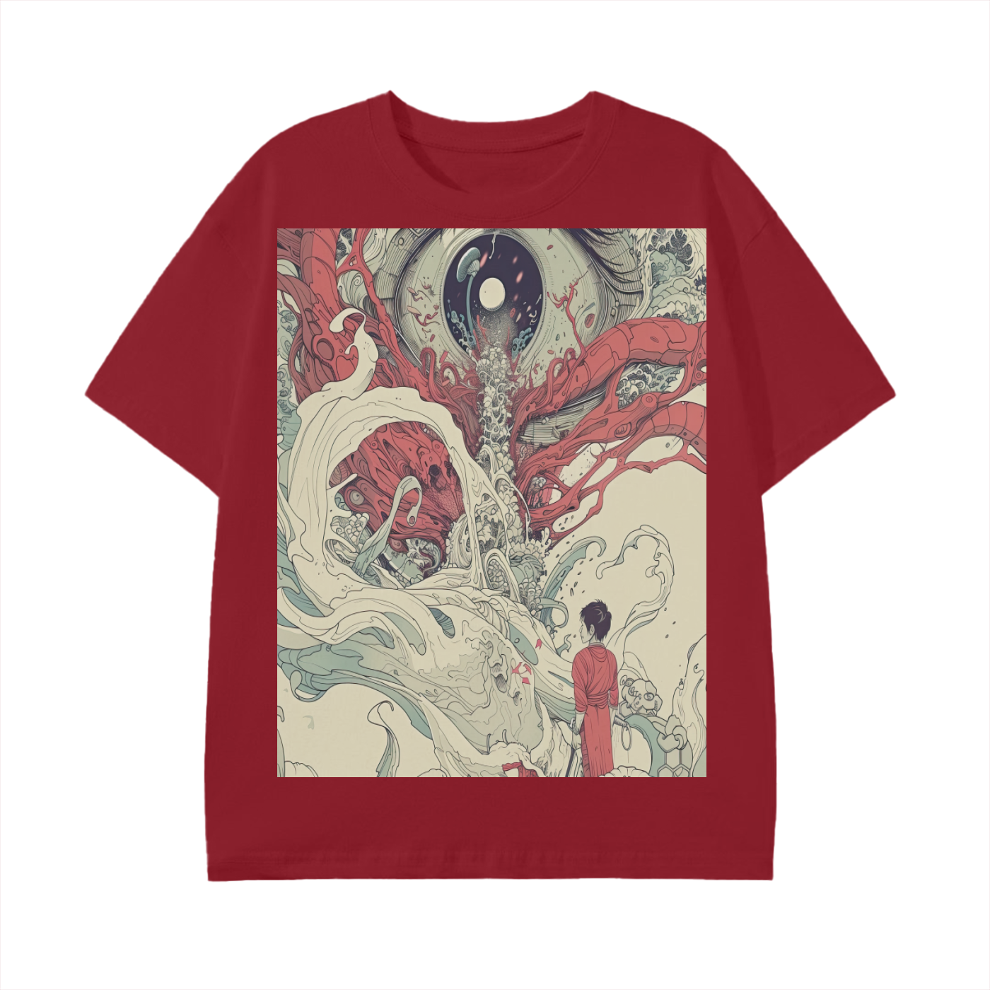 Eyeball Anime Yokai Battle with Man in the Sky Scene Edo Japan Psychedelic Graphic Classic T-Shirt