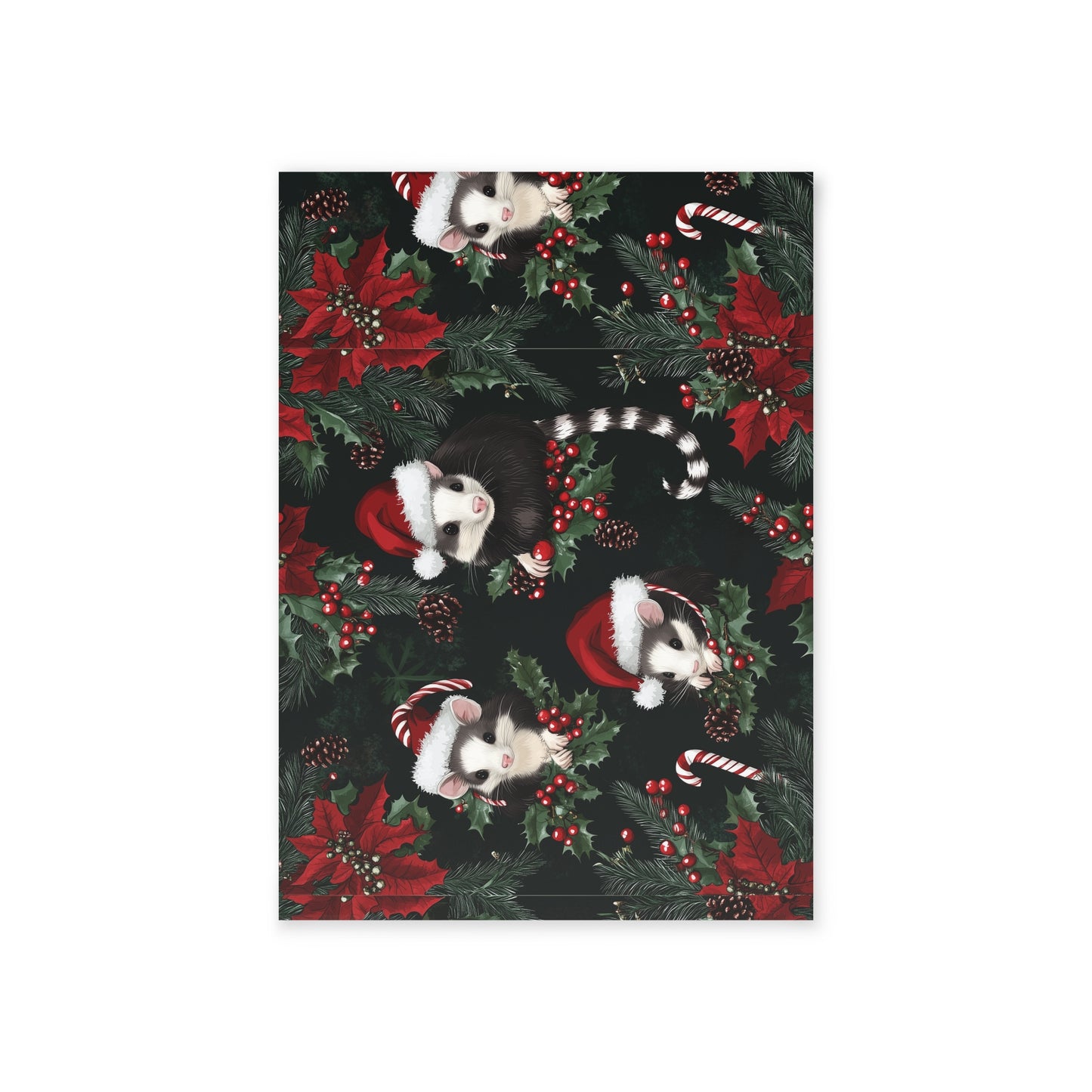 Christmas Santa Christmas Tree Opossum Holiday Cards (One-sided print)