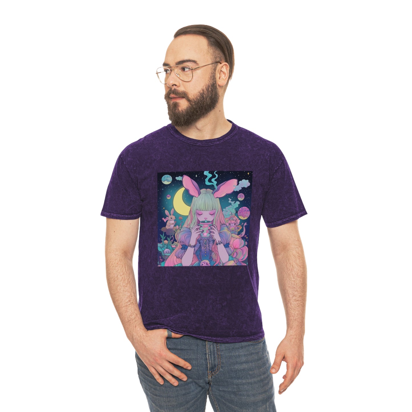 Alice has UV Boba Tea in psychedlia Wonderland Unisex Mineral Wash T-Shirt